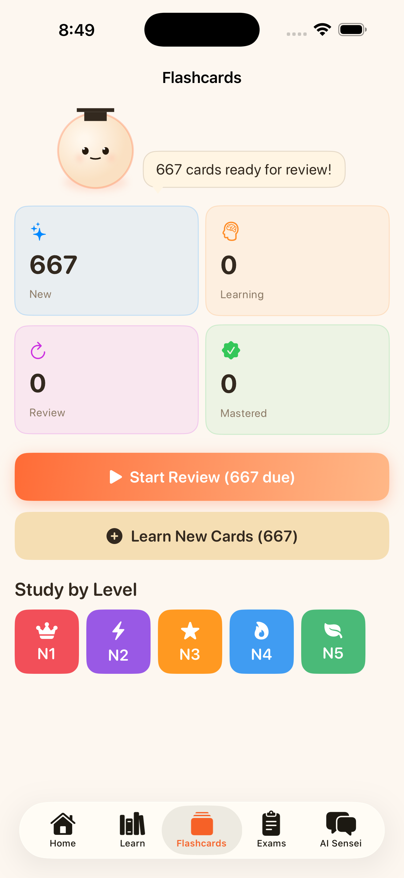 Flashcard session