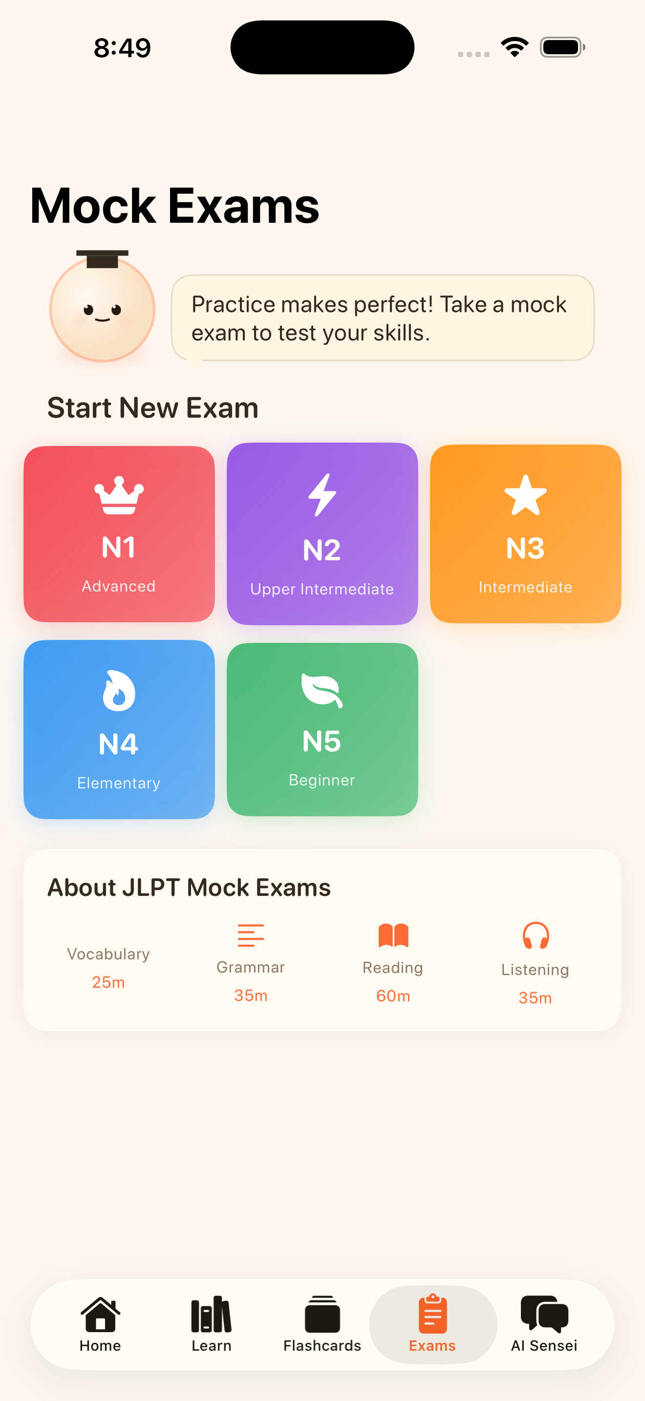 Mock exam in progress