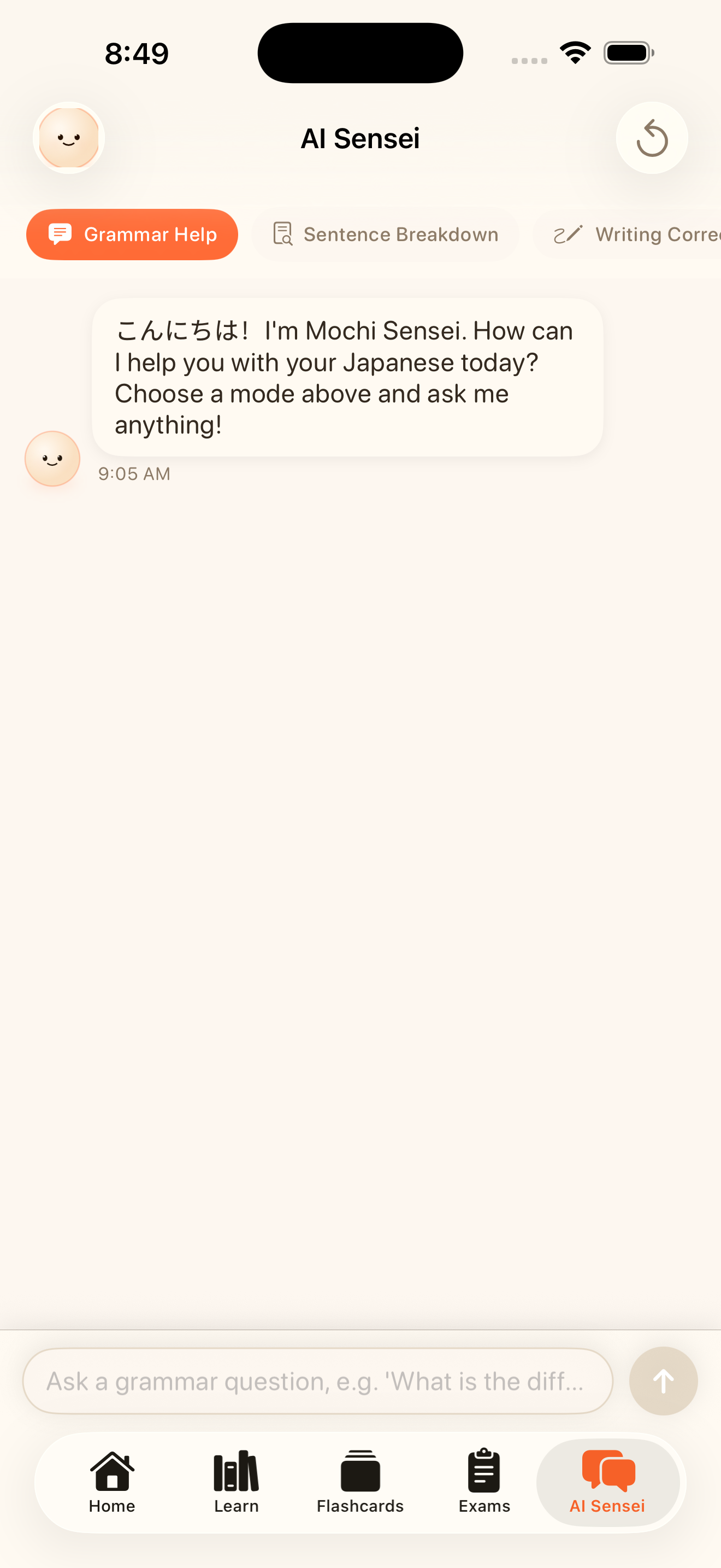 AI Sensei chat interface